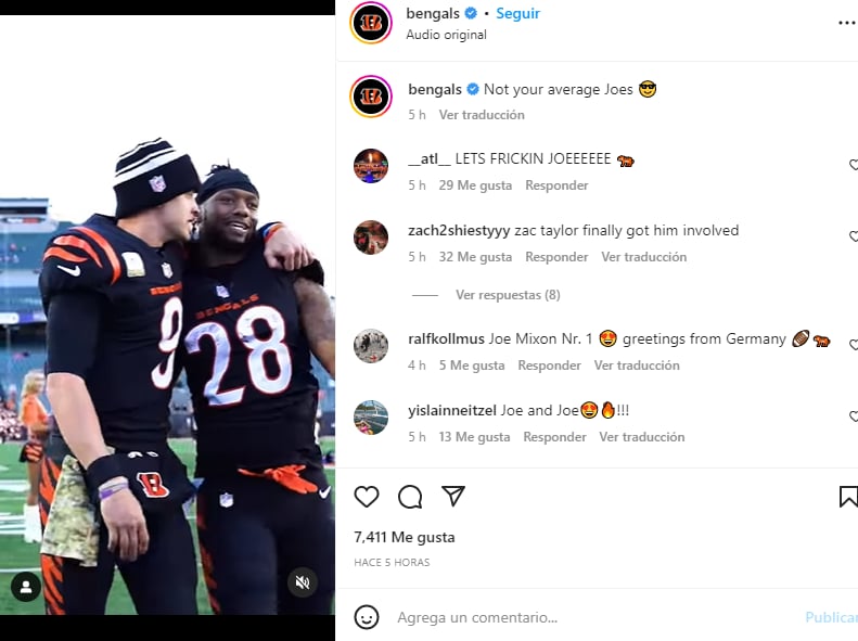 Bengals Joe Mixon: Burrow orgulloso de Mixon