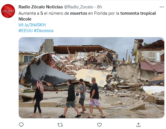 Muertes tormenta tropical Nicole: Advertencia para más estados