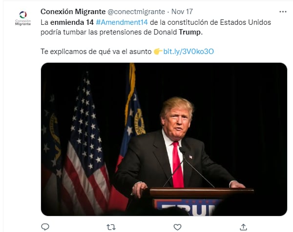Donald Trump Amendment 14: They ask to apply the amendment to remove him from the US