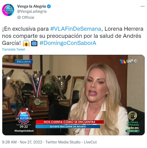 Lorena Herrera padre infarto: "Gracias por considerarnos"