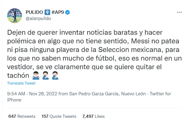 Futbolista mexicano defiende al argentino