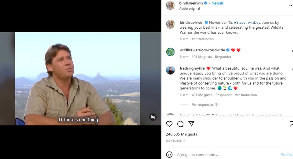 última fotografía Steve Irwin: Pone a su hijo en peligro