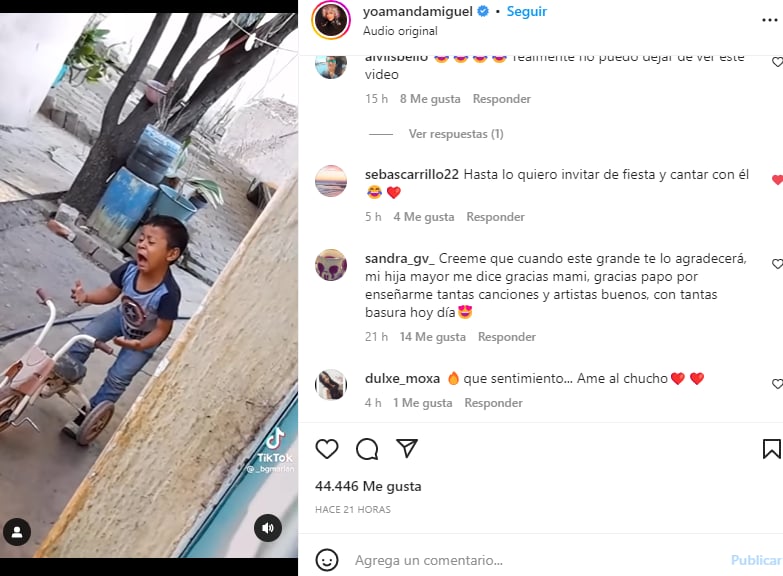 Amanda Miguel reacts child: She reacts herself