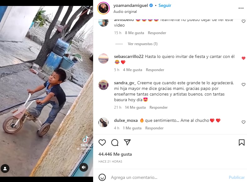 Amanda Miguel reacts child: Everyone is moved