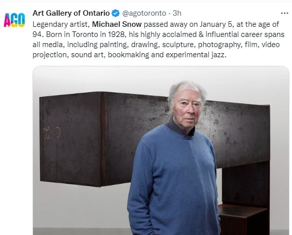 Muere Michael Snow: Su obra más notable