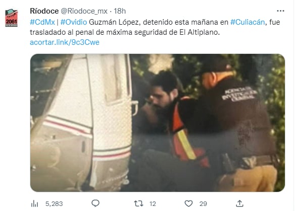 Fotografía Ovidio Guzmán detenido: