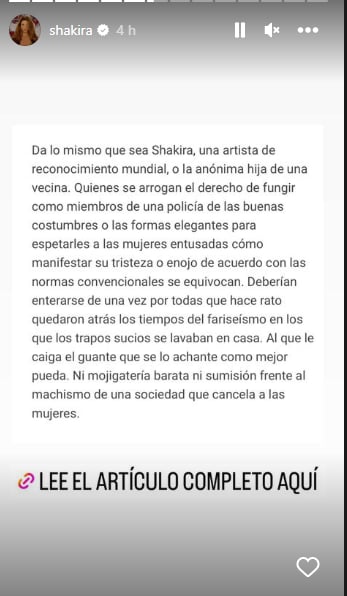 Shakira rompe silencio canción: No deberían criticarla