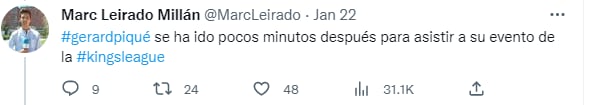 Piqué abandonó la fiesta