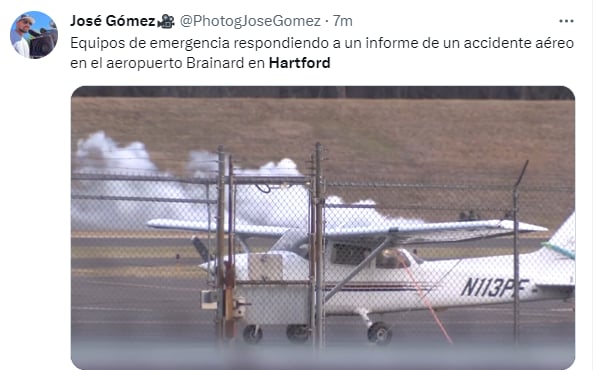 Accidente aéreo aeropuerto Hartford: Una temeroso fotografía