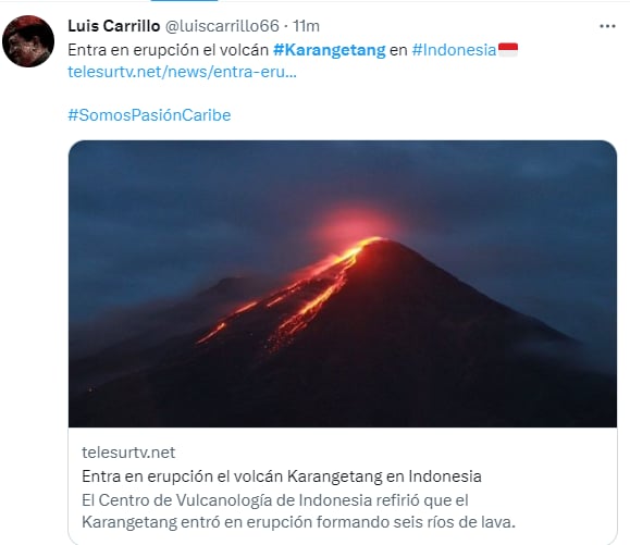 Volcán karangetang en erupción: El peligro es inminente