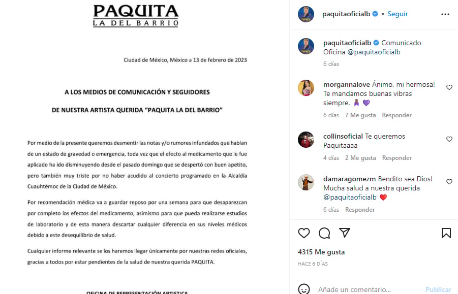 Paquita la del Barrio audio: ¿Regresará a los escenarios?