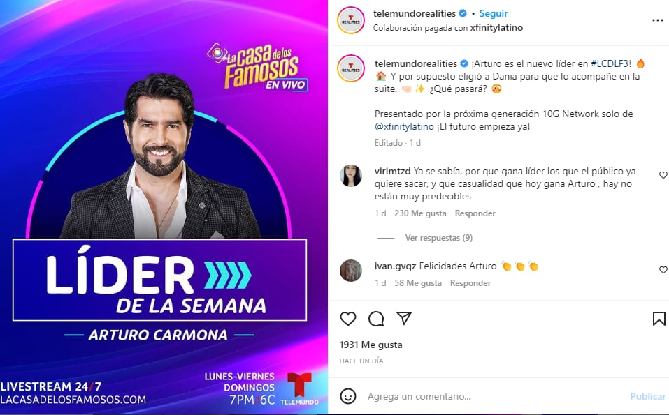 Conoce Nominados Casa Famosos: Arturo líder de la semana