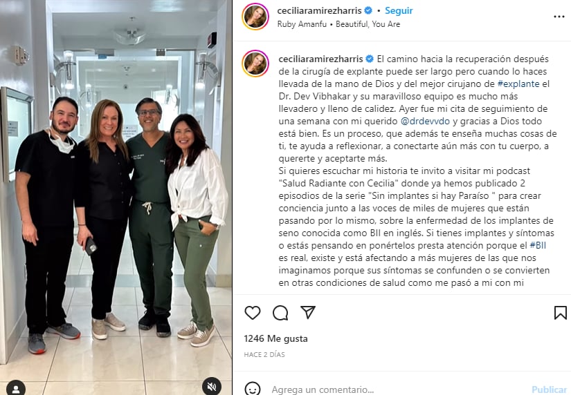 Cecilia Ramírez Harris implants: Asks women to take care of themselves