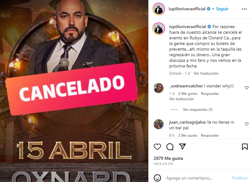 Cancela 'esperado' show