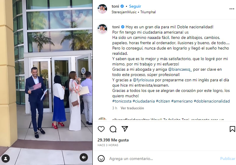 Toni Costa ciudadanía americana: Da las gracias a increíbles mujeres