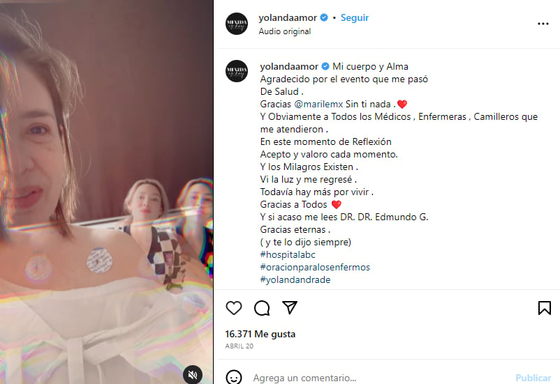 Yolanda Andrade aparece hospital: Recibe mucho apoyo