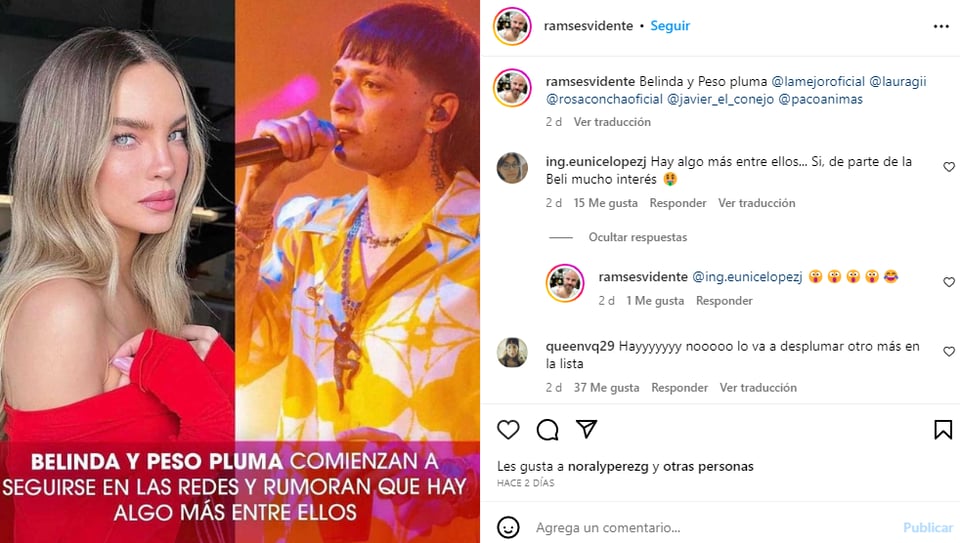 Belinda y Peso Pluma: Ya se siguen en redes sociales