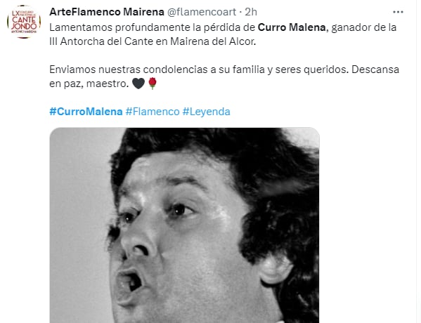 Muere cantante Curro Malena: Fue condecorado en su país