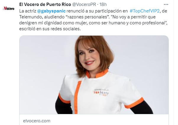 Gaby Spanic exhibits Telemundo: They belittled her