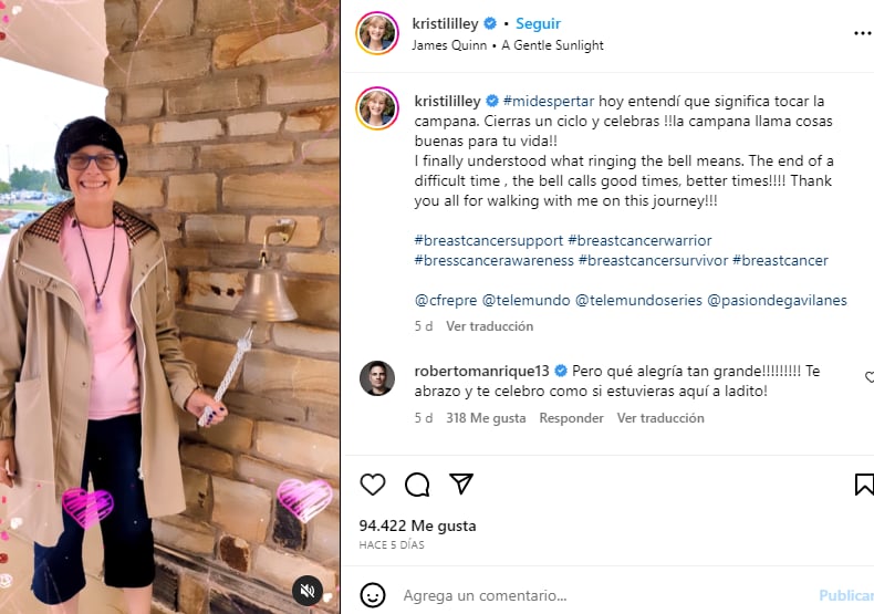 Kristina Lilley inesperada noticia: una alegría en su vida