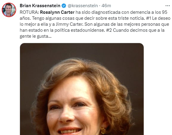 Diagnostican demencia Rosalynn Carter: ¿Lo había predicho?
