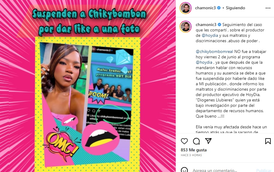 Chiky bombom suspendida: Revelan la causa