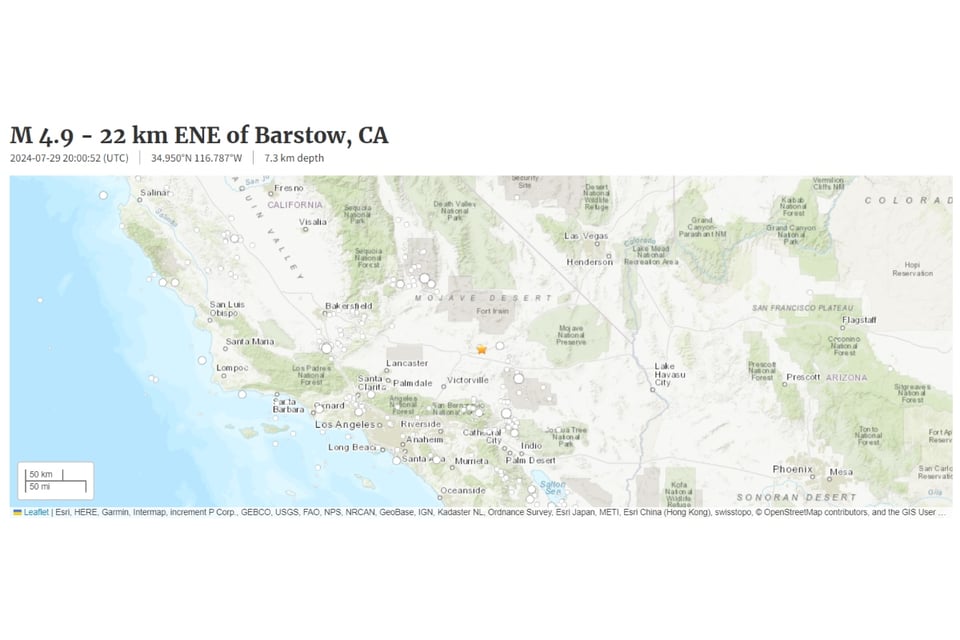 sismo, magnitud 4.9, Los Ángeles, sur de California, USGS, MundoNOW