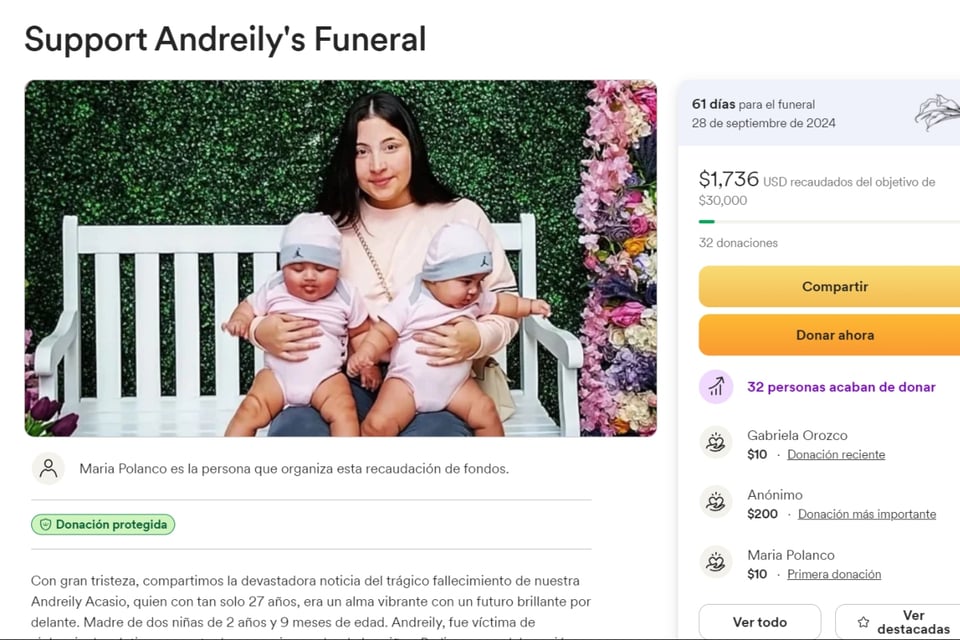 gofundme, ayuda, auxilio, funeral, tragedia