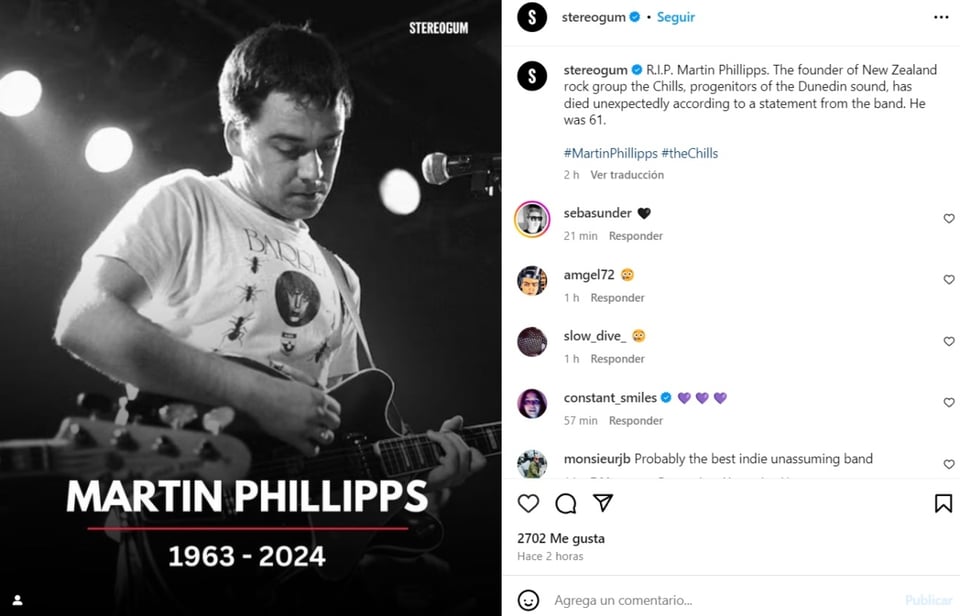 Martin Phillipps, The Chills, guitarrista, banda de rock, MundoNOW
