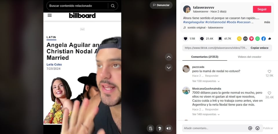 Christian Nodal pensión Cazzu, influencer, Juan Pablo Talavera, TikTok, MundoNOW