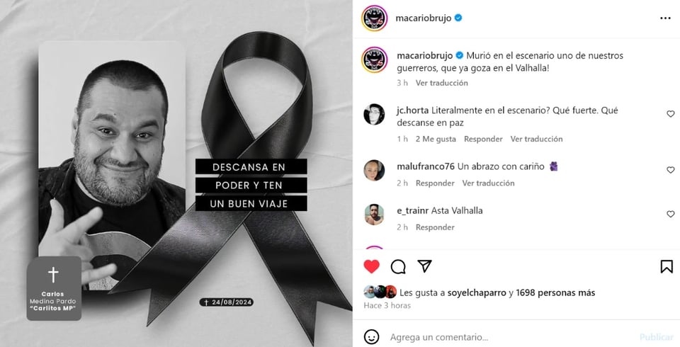 Carlos Medina Pardo, muerte, escenario, redes sociales, MundoNOW
