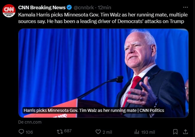 Tim Walz,Kamala Harris,VP,Partido Demócrata,MundoNow