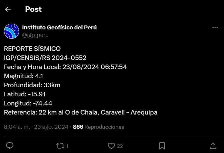 Sismo en Perú,emblor 4.1,Chala, Arequipa,MundoNow