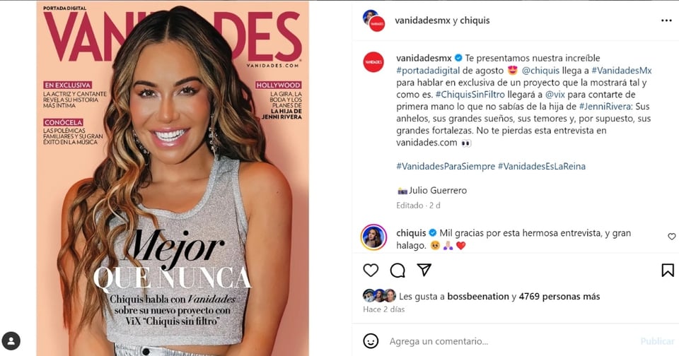 Chiquis filtro, redes sociales, Instagram, foto, MundoNOW