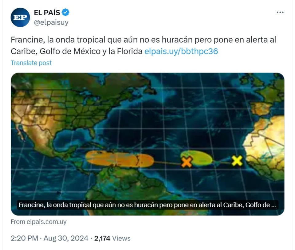 Francine, NHC, vigilancia, EEUU, MundoNOW