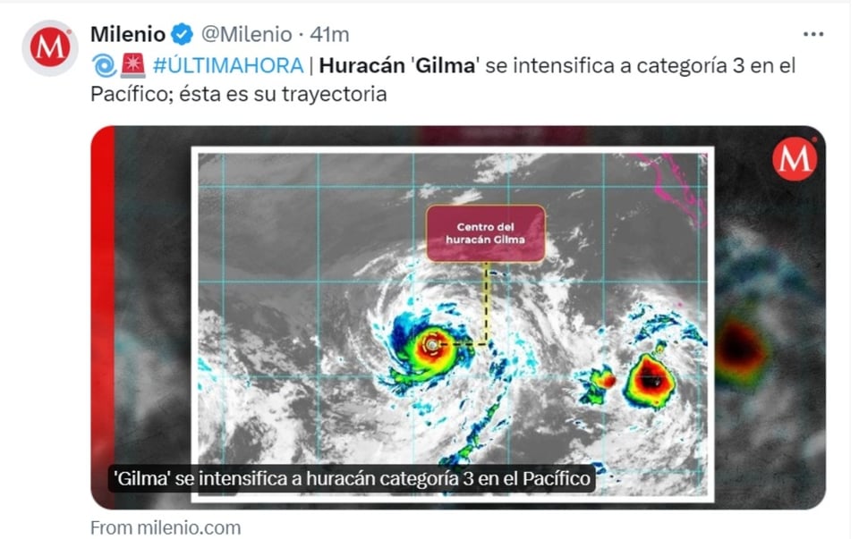 Huracán Gilma categoría 3, Vientos máximos, tormenta tropical, alertas, MundoNOW