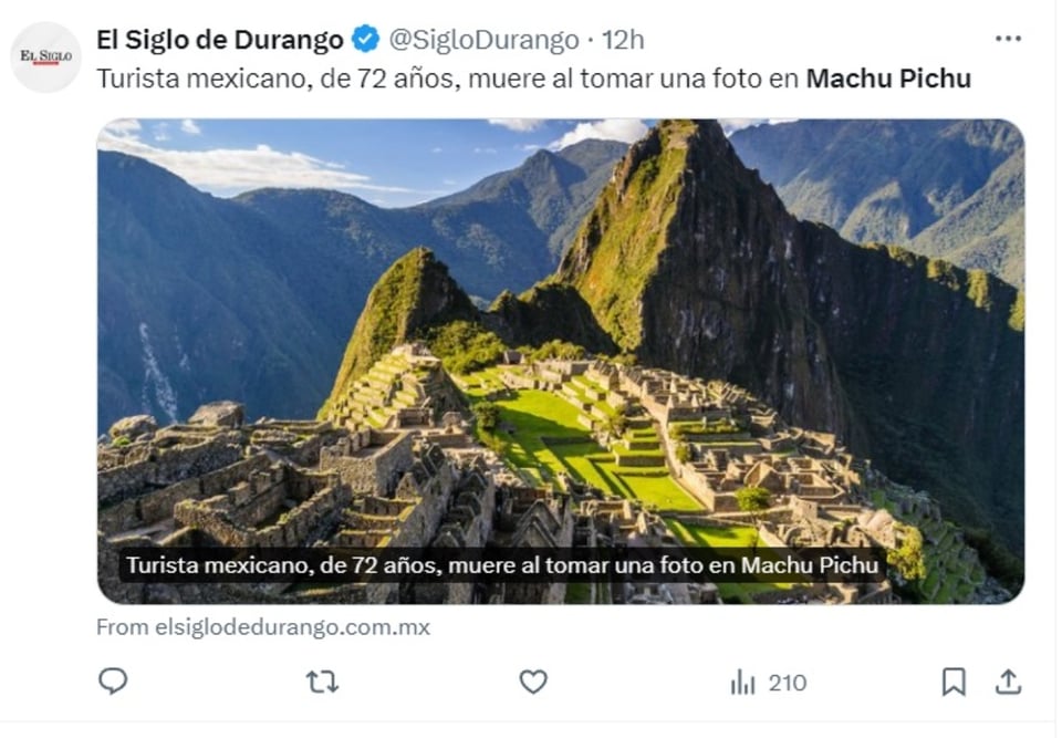 Machu Picchu, Blas Luna González, selfie, caída, MundoNOW