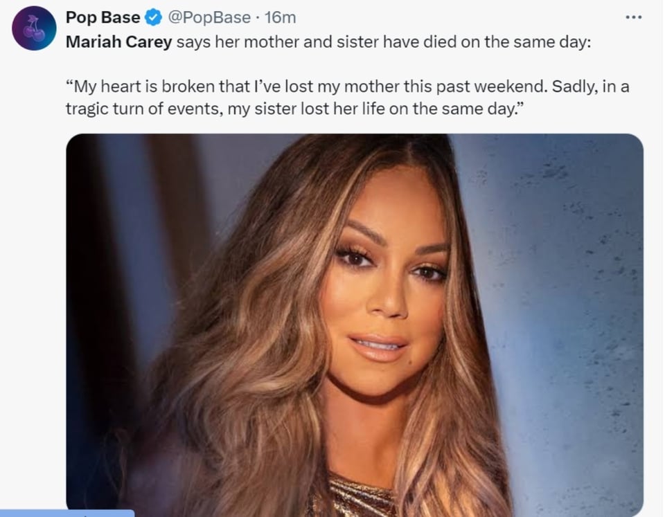 Mariah Carey mamá hermana, Patricia, Alison, comunicado, MundoNOW