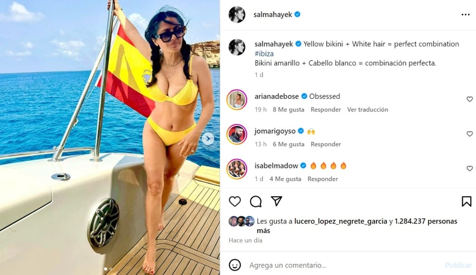 Salma Hayek yellow bikini, social networks, Instagram, photos, MundoNOW
