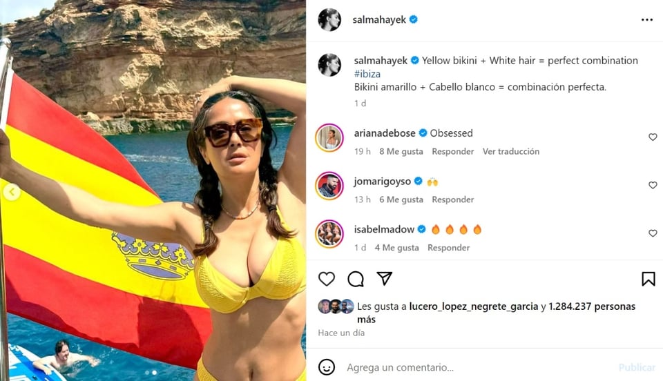 Salma Hayek yellow bikini, users, celebrities, comments, MundoNOW
