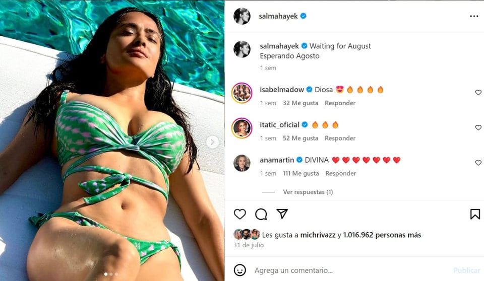 Salma Hayek en bikini, redes sociales, Instagram, fotos, MundoNOW