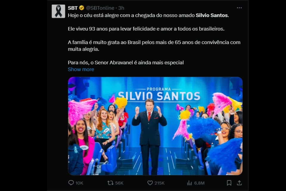 Silvio Santos, muerte, pérdida, Brasil, MundoNOW