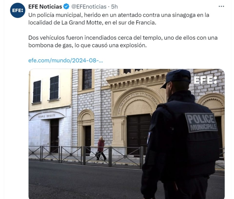 sinagoga Francia, heridos, policía, rabino, MundoNOW