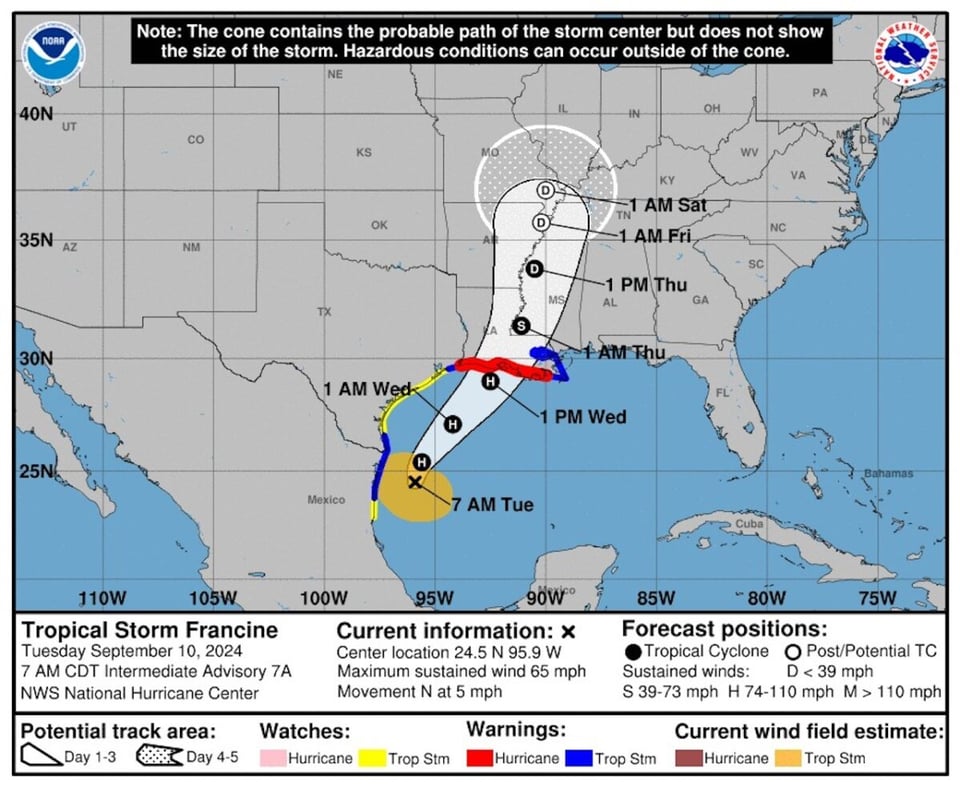 Louisiana Francine, Louisiana, tormenta tropical, Francine, MundoNOW