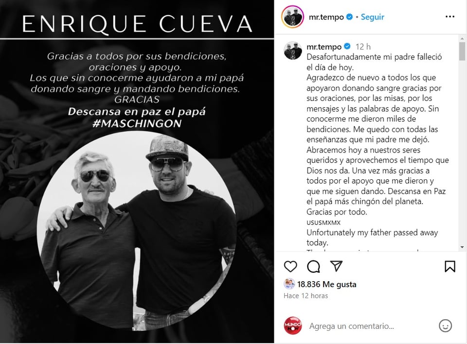 enrique, cueva, padre, muerte, gracias