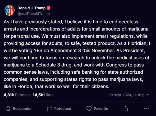 Trump apoya legalización, marihuana , Florida, MundoNow