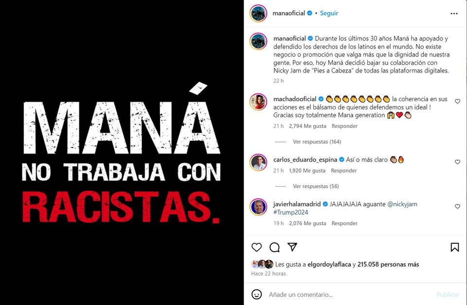 mana, nicky, jam, racistas, trump
