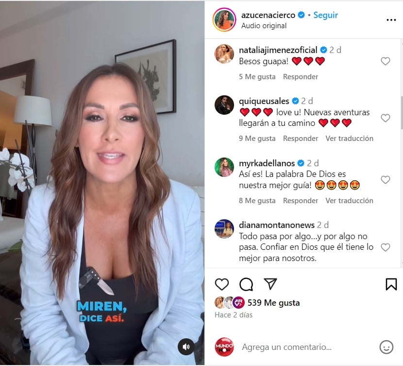 azucena, Cierco, Telemundo;departure, God, Azucena Cierco Leaves Telemundo