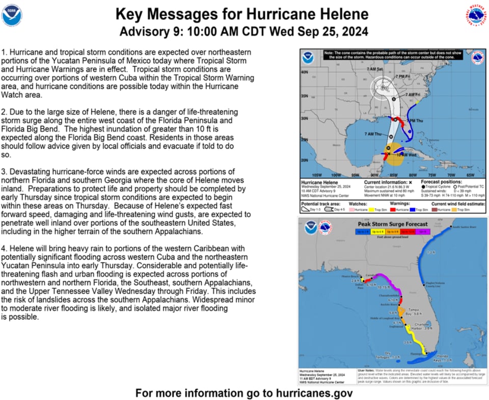 Helene, Huracán Helene,alerta,Florida