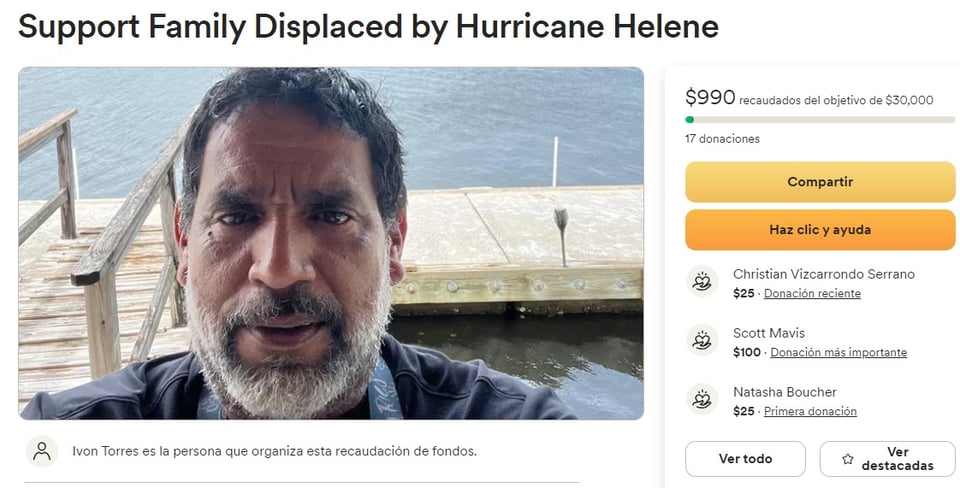 huracán, helene, familia, ayuda, dinero
